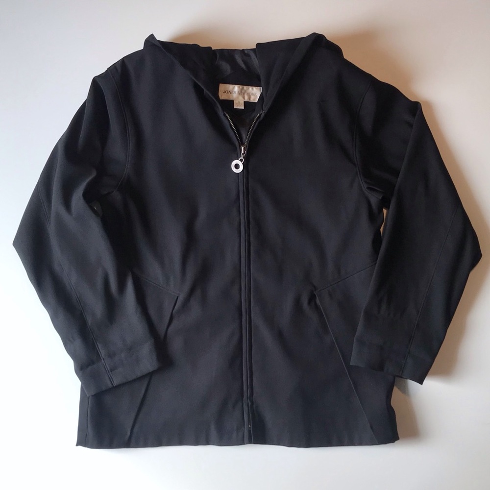Jones NY lightweight lined jacket with hood, black - Picture 3 of 10